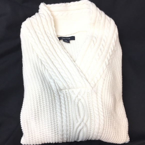 Nautica Cable Knit Sweater Ivory Cream Size S